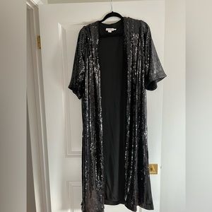 Good American black sequin duster